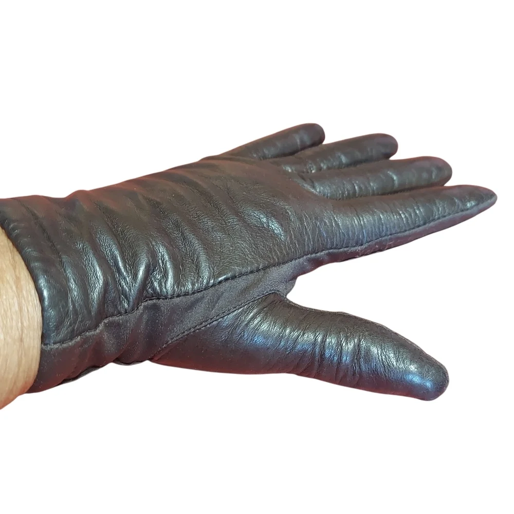 Isotoner by Aris Leather Driving Gloves Lined Women's - Picture 2 of 14